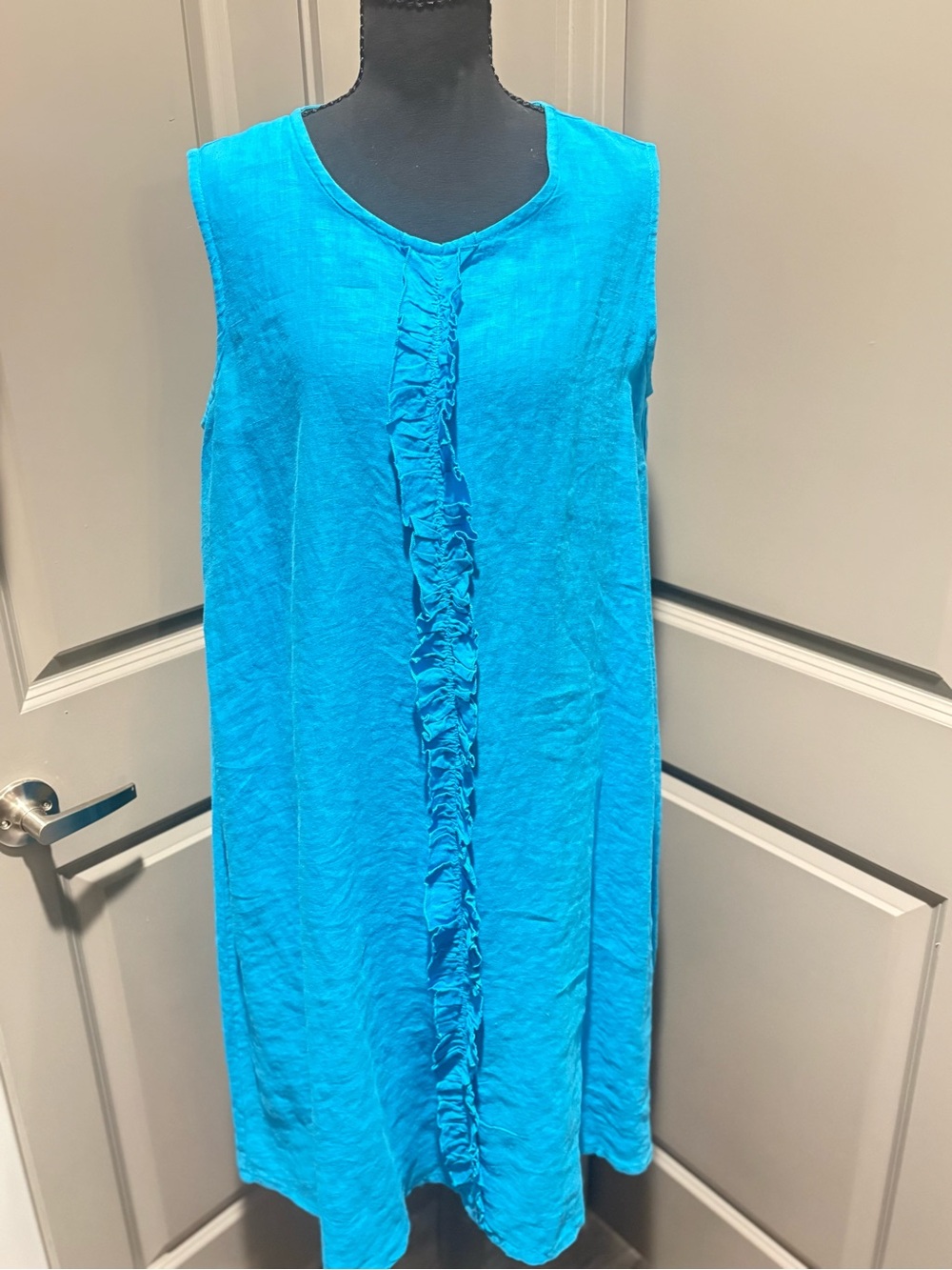 bryn Walker Bright Turquoise Ruffle-Front Sleeveless Coverup